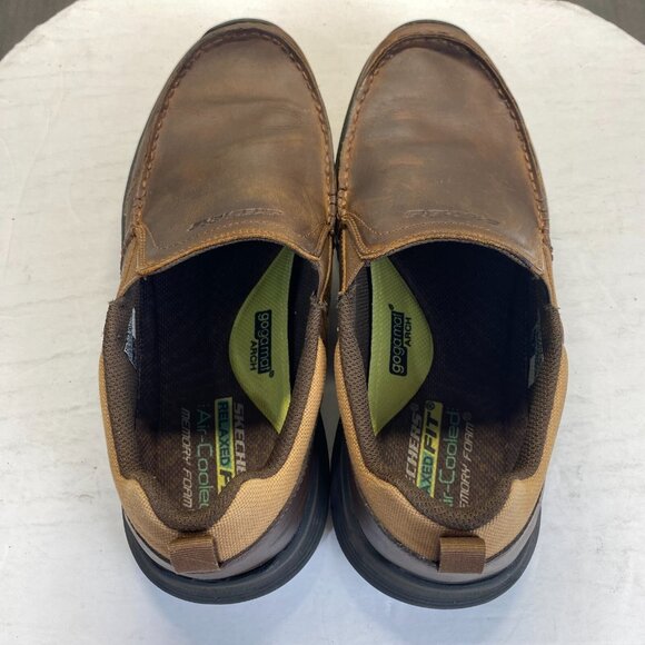 Skechers Shoes Relaxed Fit Seveno Mens Sz 11.5 Brown Leather‎ Slip On 66146 - Picture 6 of 16